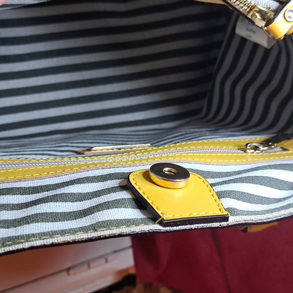 A.BELLUCCI ITALY Genuine Leather Soft Yellow Satchel/Crossbody EUC - Picture 8 of 12